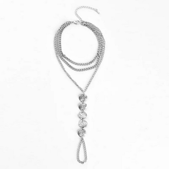 Hammered Silver Coin Layer Anklet - Picture 2 of 5